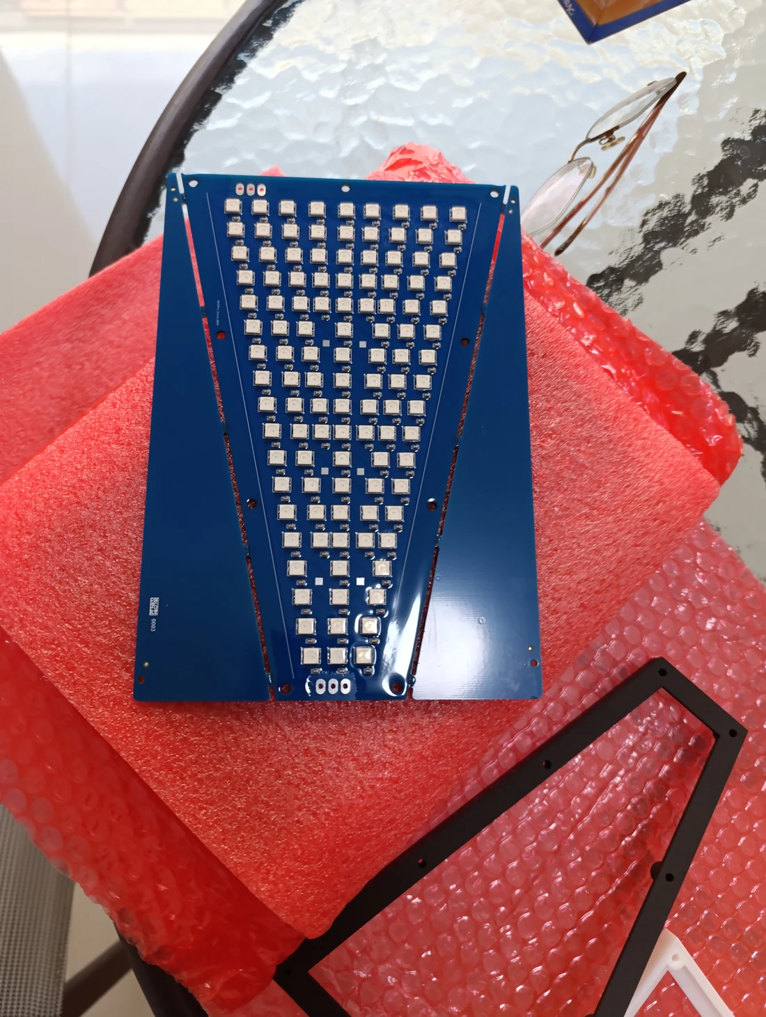 Tapered RGB LED display PCB before powering it up